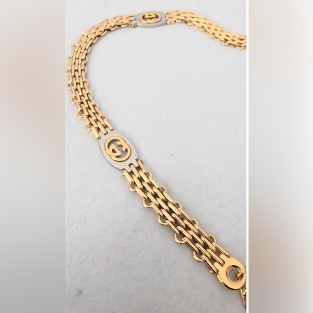 Gucci Gold and Silver Interlocking GG Chain Belt - Picture 11 of 16